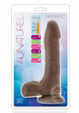 Au Naturel Mister Perfect Dildo with Balls 8.5in - Chocolate