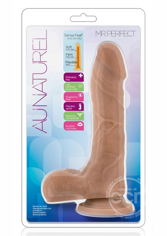 Au Naturel Mister Perfect Dildo with Balls 8.5in - Caramel