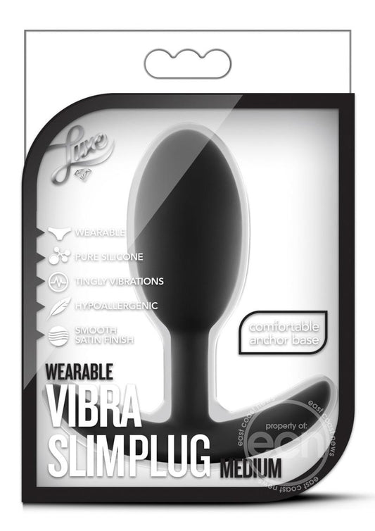 Luxe Wearable Vibra Slim Plug Silicone Butt Plug - Medium