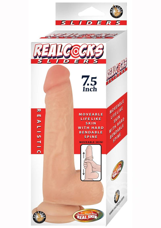 Realcocks Sliders Dildo with Balls 7.5in - Vanilla