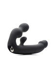 Strap U Tri-Volver Rechargeable Silicone Strapless Strap On - Black