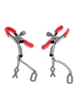 Sex & Mischief Ex's & Oh's Nipple Clamps - Red/Black