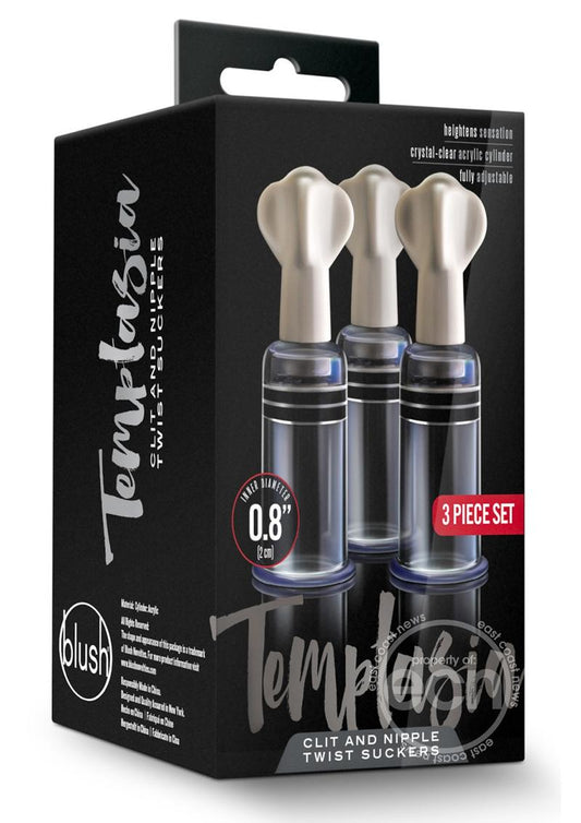 Temptasia Clit and Nipple Twist Suckers (set of 3) - Clear