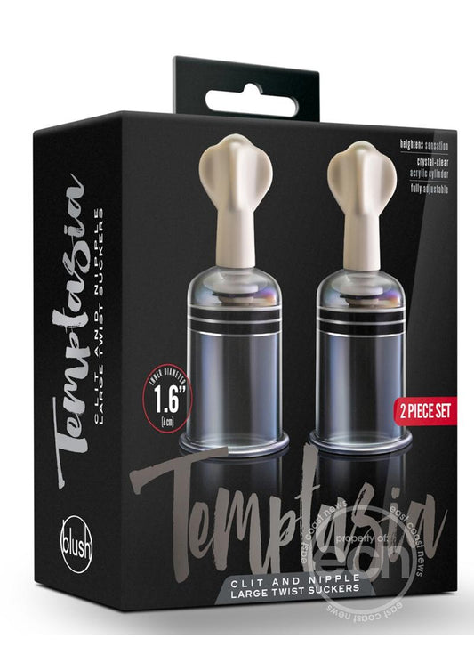 Temptasia Clit and Nipple Large Twist Suckers (set of 2) - Clear