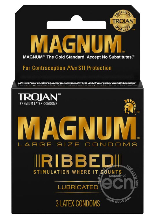 Trojan Magnum Ribbed Condoms - 3 pack