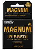 Trojan Magnum Ribbed Condoms - 3 pack