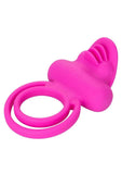 Silicone Rechargeable Dual Clit Flicker Vibrating Cockring Multispeed Waterproof Pink