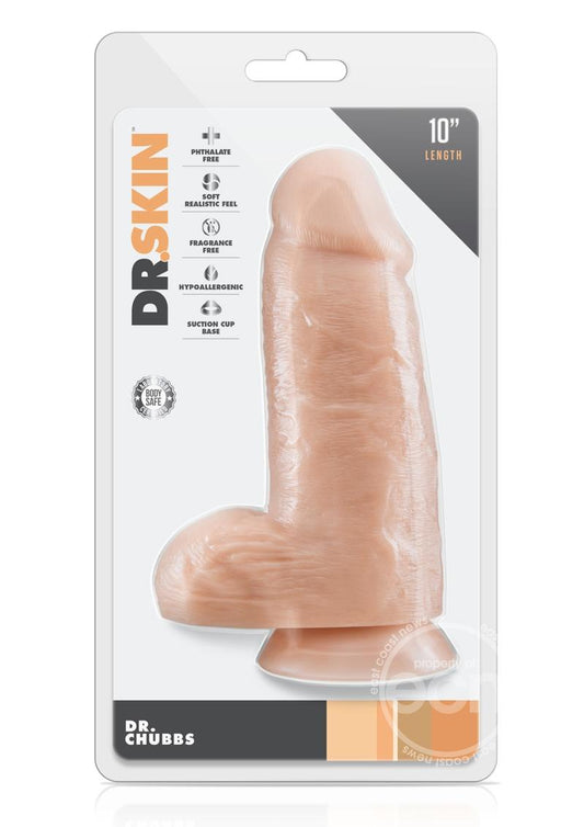 Dr. Skin Silver Collection Dr. Chubbs Dildo with Balls and Suction Cup 10in - Beige