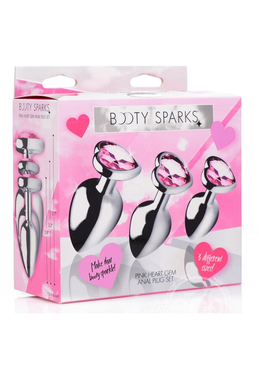 Booty Sparks Heart Gem Anal Plug Set - Pink