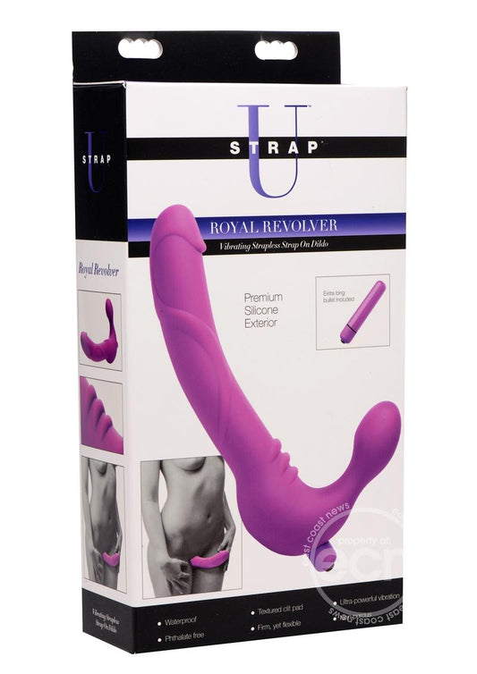 Strap U Royal Revolver Vibrating Silicone Strapless Strap On - Purple