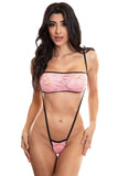 Midnight Ballerina Pink Lace Suspender Bikini Set