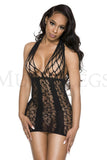 HALTER NECK MINI DRESS WITH LEOPARD PRINT