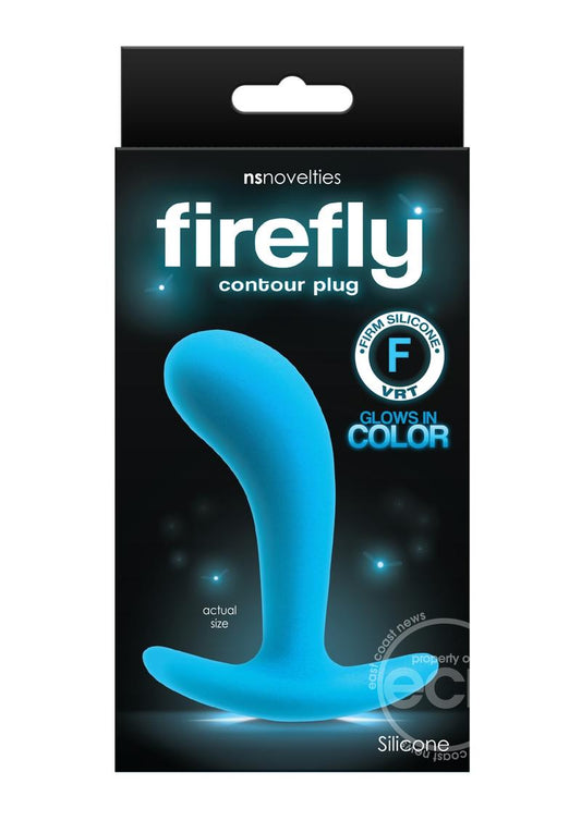 Firefly Contour Plug Silicone Butt Plug Glow In The Dark - Blue