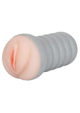 Ribbed Gripper Dual Density Textured Masturbator - Pussy - Vanilla