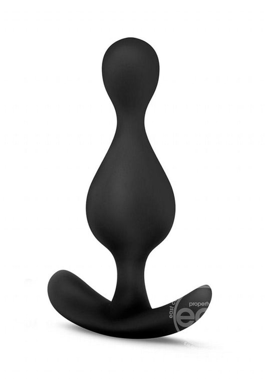 Anal Adventures Platinum Wave Silicone Butt Plug - Black