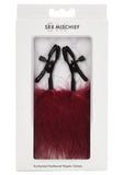 Sex & Mischief Enchanted Feather Nipple Clamps - Red/Black