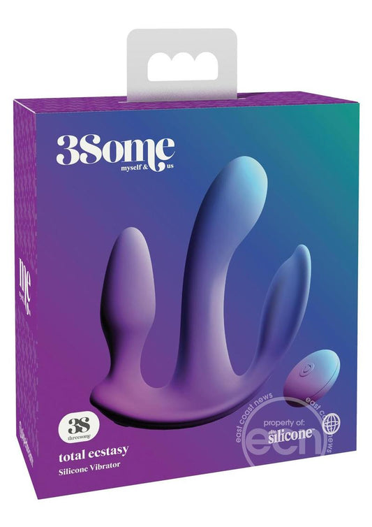 3Some Total Ecstasy Silicone Rechargeable Vibrator with Remote Control - Purple