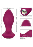 Power Gem Vibrating Crystal Probe Silicone Rechargeable Butt Plug - Purple