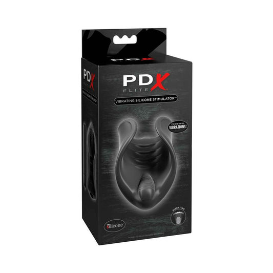 PDX Elite Vibrating Silicone Stimulator Stroker Black