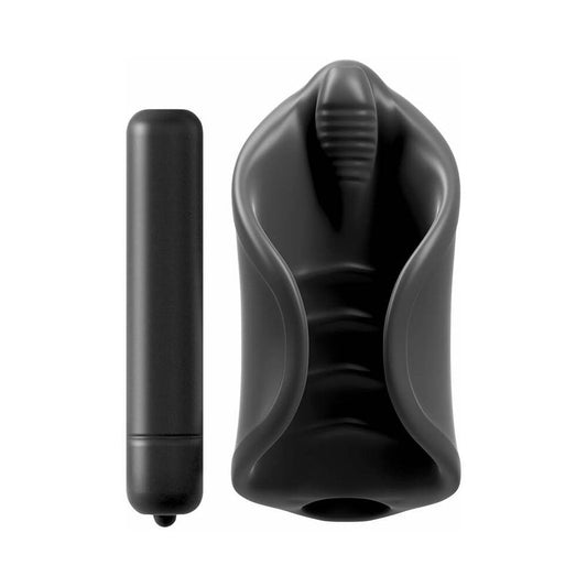 PDX Elite Vibrating Silicone Stimulator Stroker Black