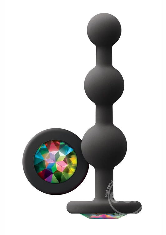 Glams Ripple Silicone Plug Rainbow Gem 4.49in - Black