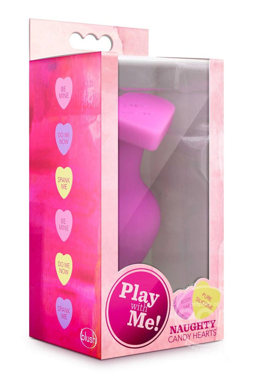 Play with Me Naughty Candy Heart Be Mine Silicone Butt Plug - Pink