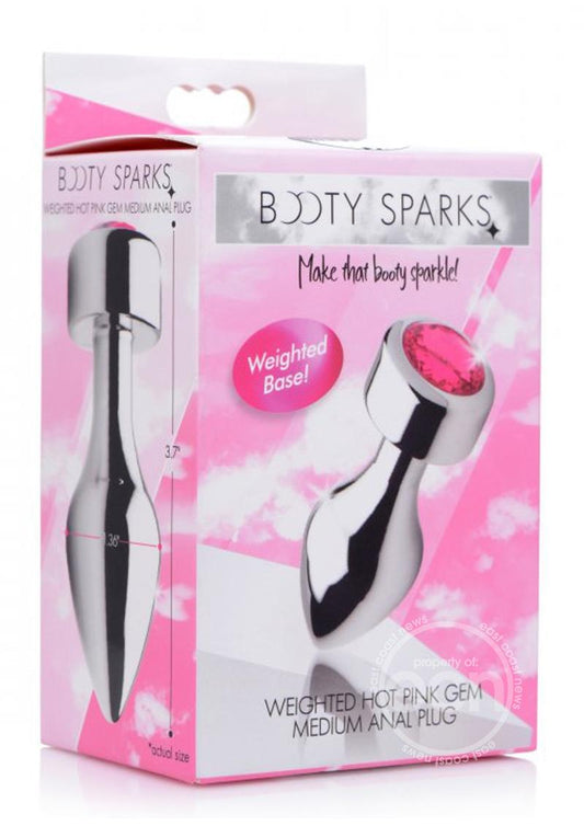 Booty Sparks Weighted Base Aluminum Plug Gem - Medium - Pink