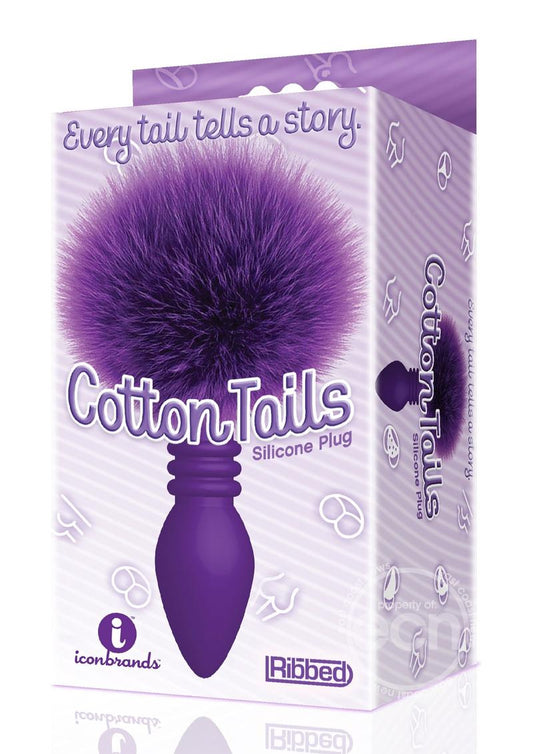 The 9's - Cottontails Silicone Ribbed Bunny Tail Butt Plug - Purple