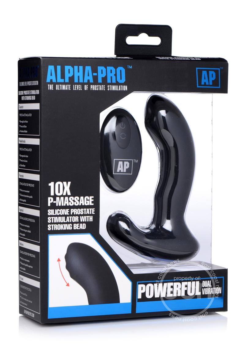 Alpha-Pro P-MASSAGE Prostate Stimulator with Stroking Bead - Black