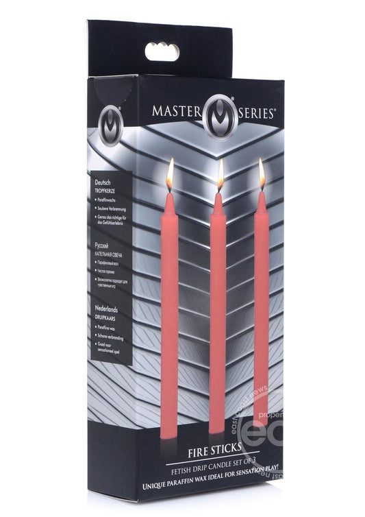 Master Series Fire Sticks Fetish Drip Candles (set of 3) - Red