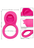 Silicone Vibrating Teasing Tongue Enhancer Cock Ring - Pink