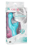 Butterfly Kiss Rechargeable Silicone Dual Vibrator - Blue