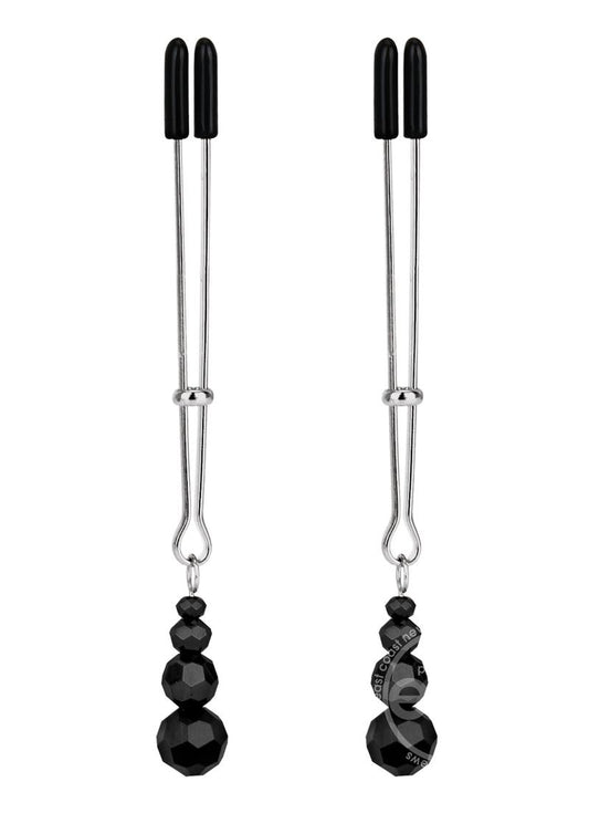 Lux Fetish Adjustable Tweezer Nipple Clips - Black