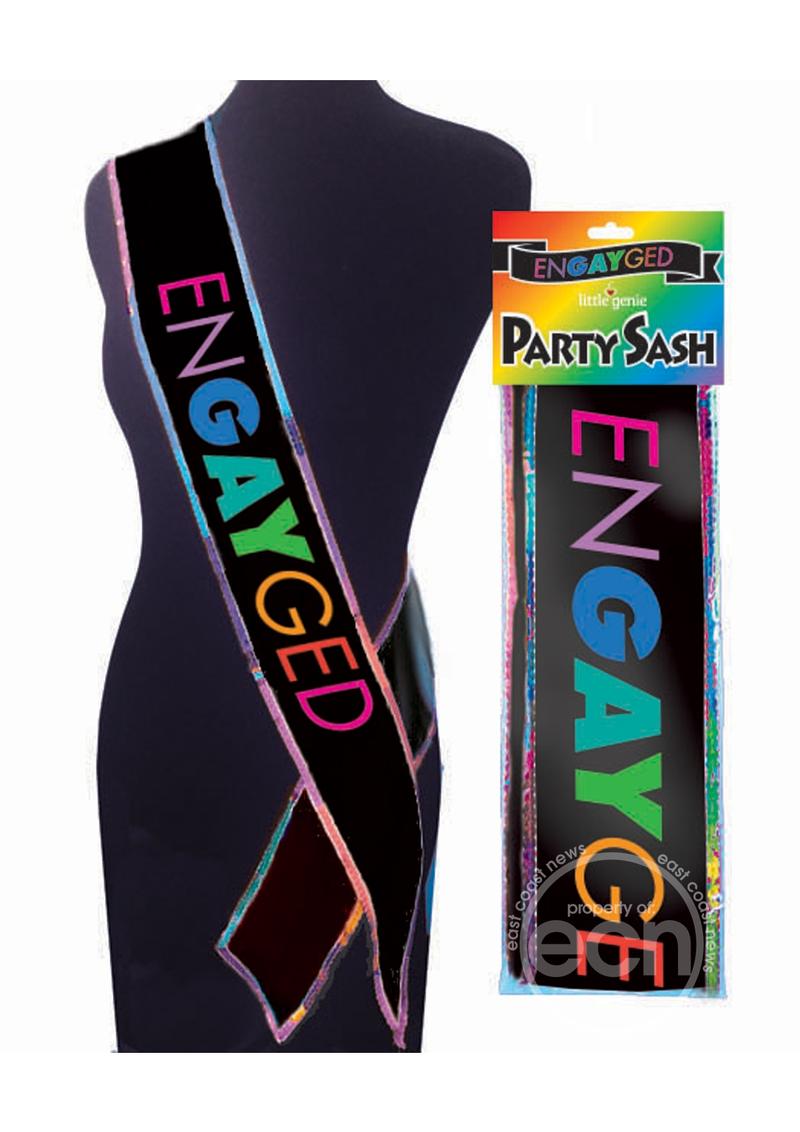 Engayged Pride Party Sash - Black/Rainbow