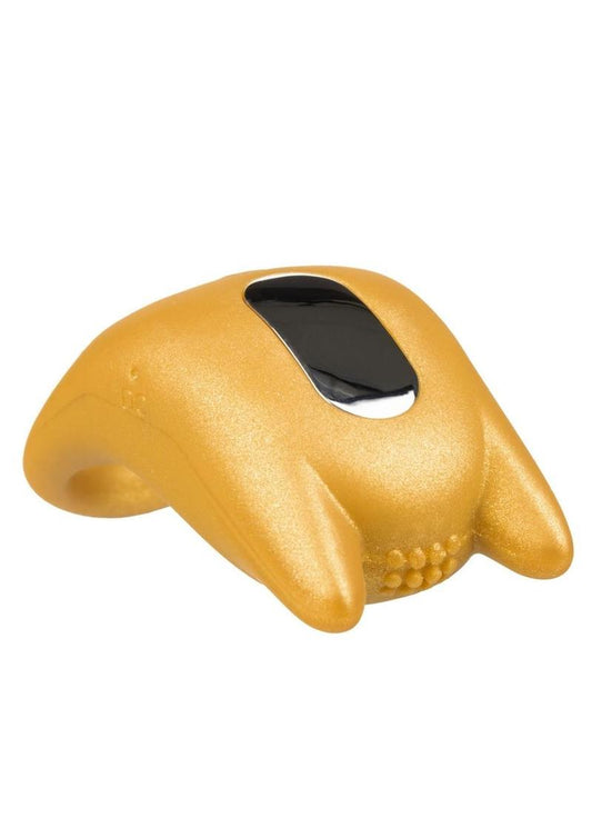 Naughty Bits Horny AF Silicone Vibrating Cock Ring - Gold