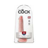 Pipedream King Cock 6 in. Cock With Balls Realistic Suction Cup Dildo Beige