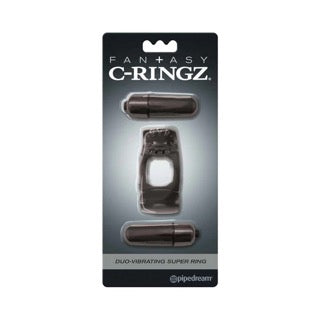 Pipedream Fantasy C-Ringz Duo-Vibrating Super Ring With Dual Bullets Black