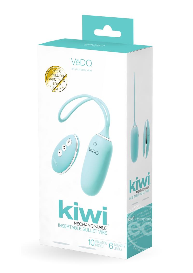 VeDO Kiwi Rechargeable Silicone Insertable Bullet Vibrator - Tease Me Turquoise