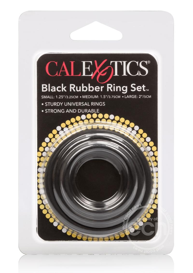 Black Rubber Cock Rings (3 Piece Set) - Black