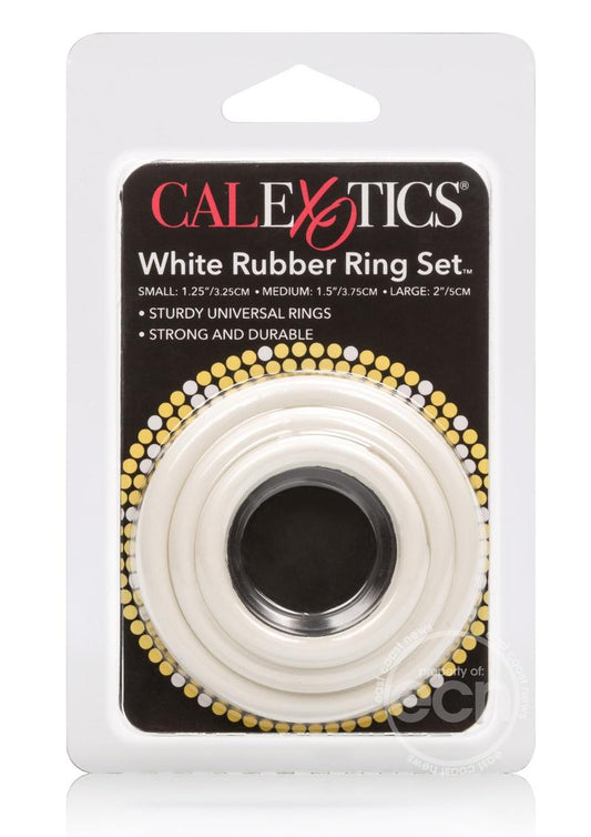 White Rubber Cock Rings (3 Piece Set) - White