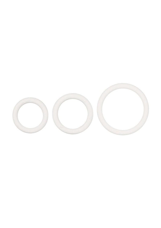 White Rubber Cock Rings (3 Piece Set) - White