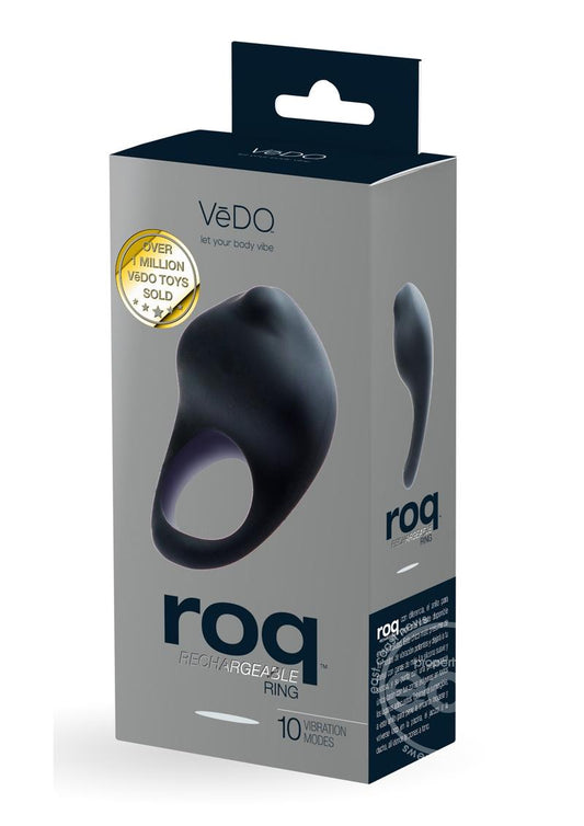 VeDO Roq Rechargeable Vibrating Silicone Cock Ring - Just Black