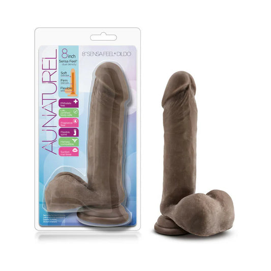 Blush Au Naturel 8 in. Posable Dual Density Dildo with Balls & Suction Cup Brown