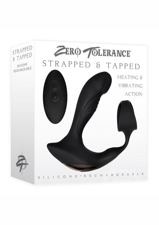 Zero Tolerance Strapped & Tapped Silicone Vibrating Prostate Stimulator with Remote Control - Black