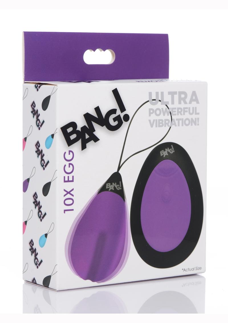 Bang! 10X Rechargeable Silicone Vibrating Egg with Remote Control