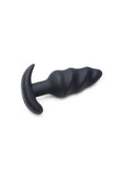 Bang! 21x Vibrating Silicone Rechargeable Swirl Butt Plug with Remote Control - Black