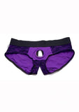 Strap U Lace Envy Lace Crotchless Panty Harness - Purple/Black