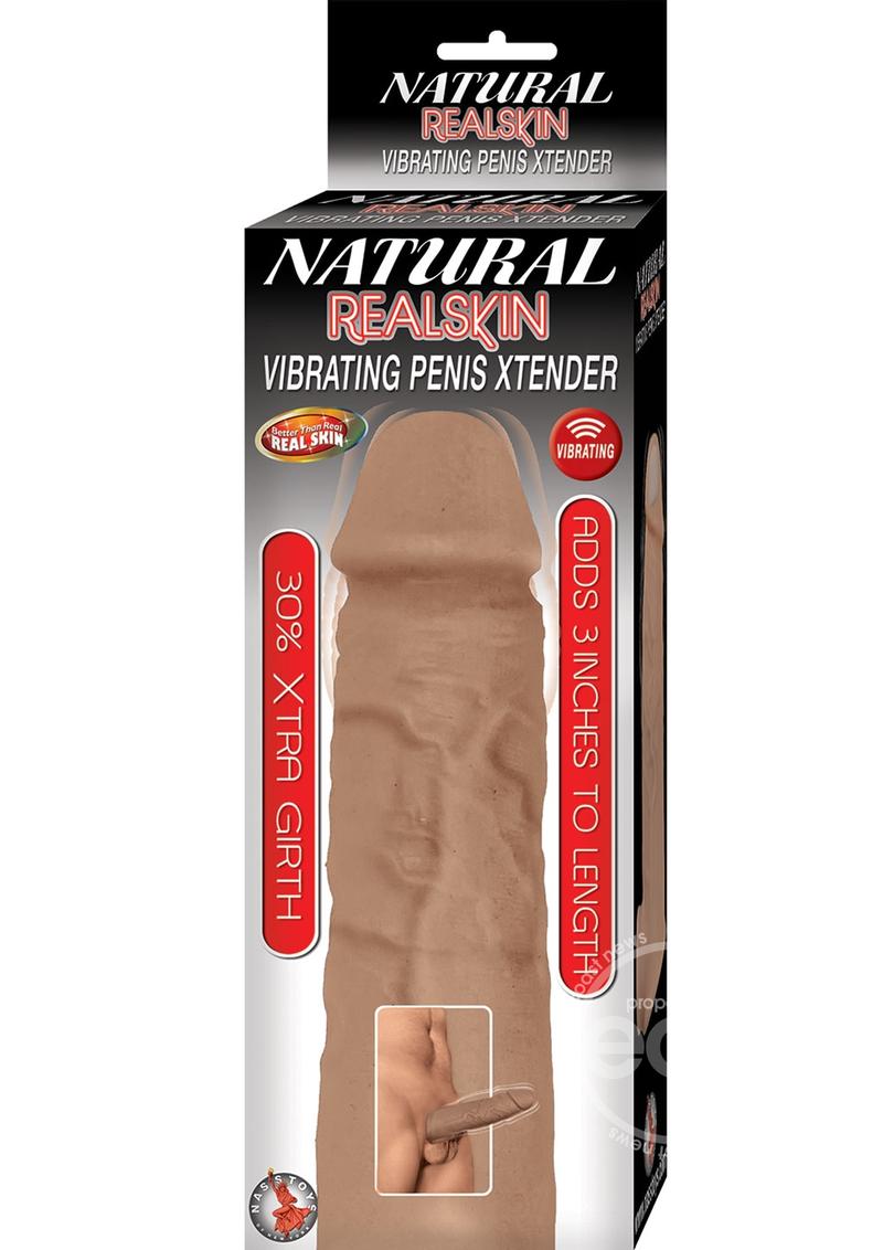 Natural Realskin Vibrating Penis Xtender - Chocolate