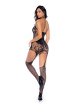 NOIR AND ROUGE FLORAL FISHNET BODYSTOCKING