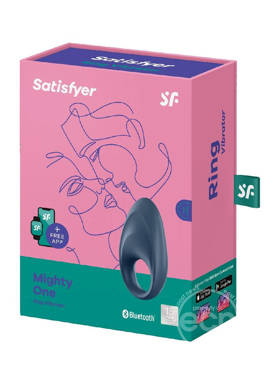 Satisfyer Mighty One Rechargeable Silicone Couple's Ring - Blue